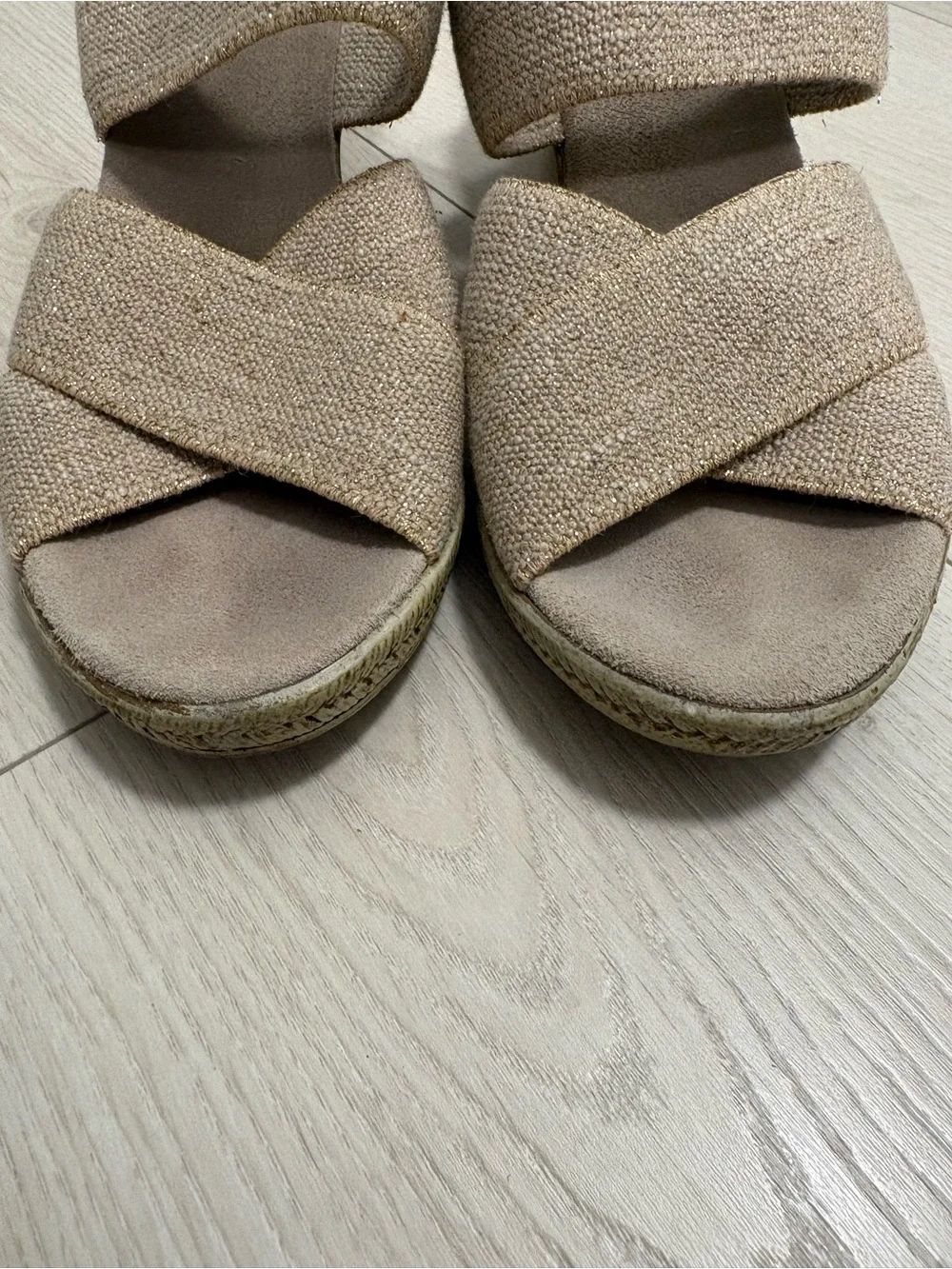 Charleston Shoe Co. Crisscross Slide Sandals in Beige